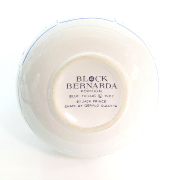 Block Bernarda Blue Fields Basket Portugal Pottery J Prince & G Gulotta Vtg 80s - Picture 6 of 6